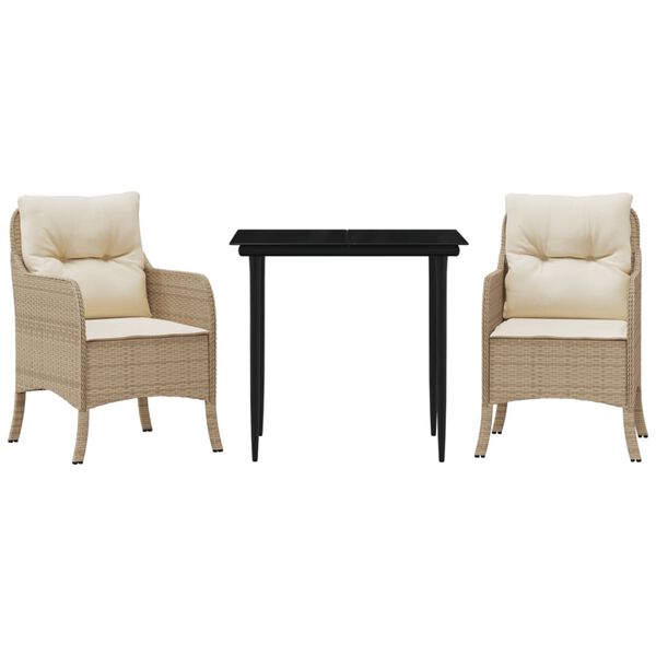 vidaXL 7-dijelni vrtni blagovaonski set od poliratana s jastucima bež