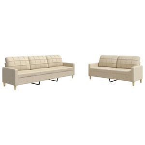 vidaXL 2-dijelni set sofa krem od tkanine