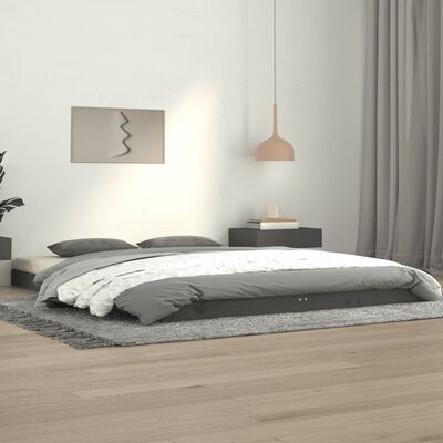 vidaXL Okvir za krevet sivi 140x190 cm od masivnog drva