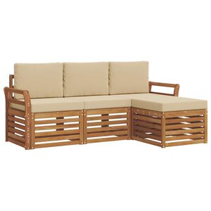 vidaXL Set vanjskih sofa s jastukom 4 pcs Prirodna i bež