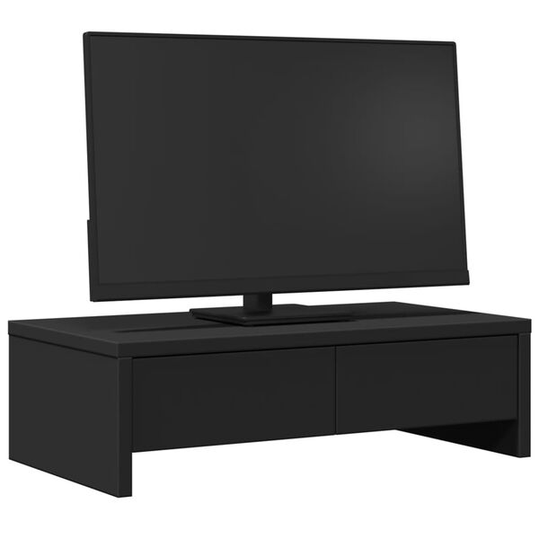 vidaXL Stalak za monitor s ladicama crni 50 x 27 x 15 cm drveni
