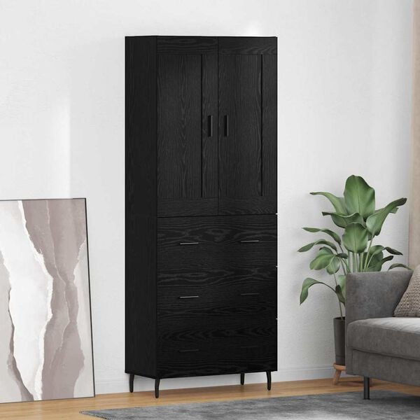 vidaXL Highboard s ladicama 2 pcs Crni hrast Konstruirano drvo