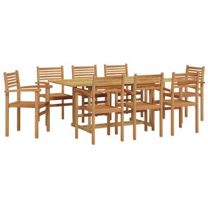 vidaXL Vrtni set za objed 9 kom. Smeđa Čvrsto teak drvo