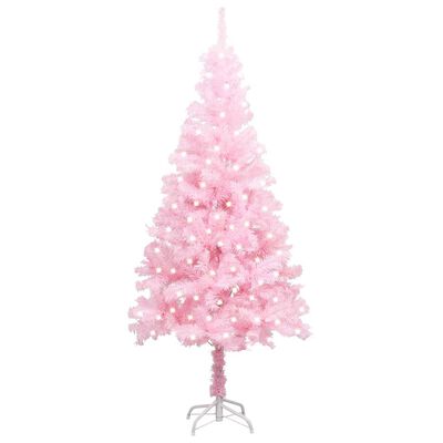 vidaXL Umjetno osvijetljeno božićno drvce sa stalkom rozo 240 cm PVC