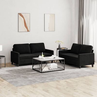 vidaXL 2-dijelni set sofa s jastucima crni baršunasti