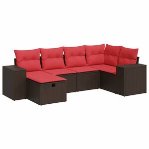 vidaXL 6-dijelni set vrtnih sofa od poliratana s jastucima smeđi