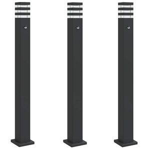 vidaXL Vanjske podne svjetiljke sa senzorima 3kom crne 110cm aluminij