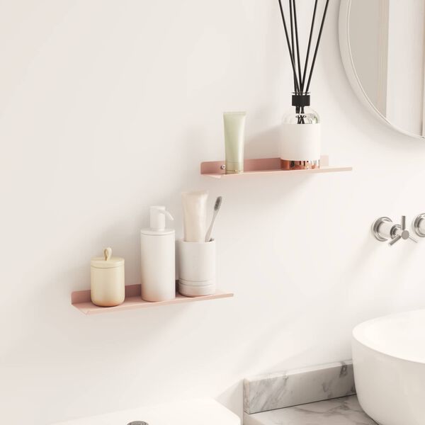 vidaXL Lebdeća polica Zidne 2 pcs Ružičasta 30 x 9 x 2,5 cm Čelik