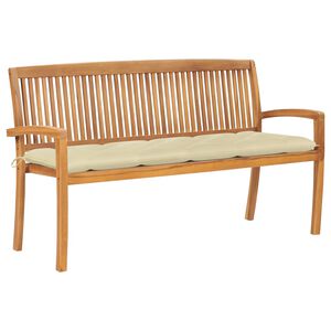 vidaXL Složiva vrtna klupa s jastukom 159 cm od masovne tikovine