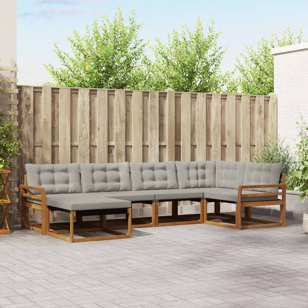vidaXL Set vanjskih sofa s jastukom 6 pcs Prirodna i svijetlo siva