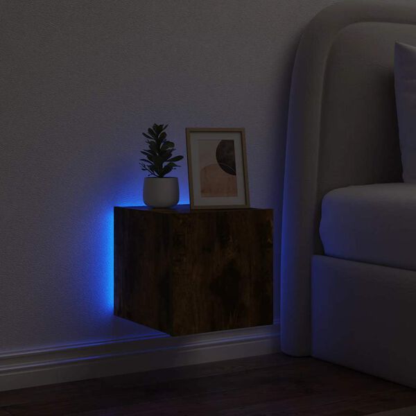 vidaXL Zidni TV ormarić s LED svjetlima boja hrasta 30,5 x 35 x 30 cm