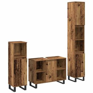 vidaXL Set namje&scaron;taja za kupaonicu 3 kom. Smeđa 30 x 30 x 180 cm