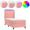 vidaXL Krevet box spring s madracem LED ružičasti 90x190 cm bar&scaron;unasti