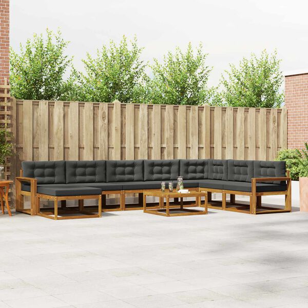 vidaXL Set vanjskih sofa s jastukom 9 pcs Prirodna i antracit