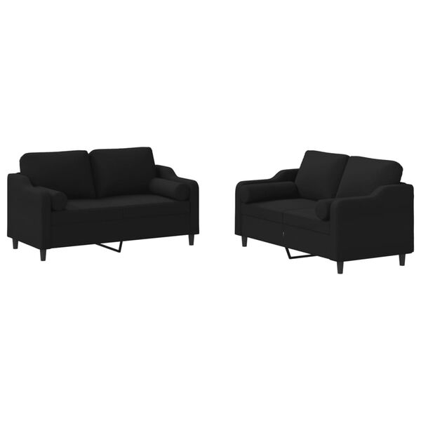 vidaXL 2-dijelni set sofa s jastucima crni od tkanine