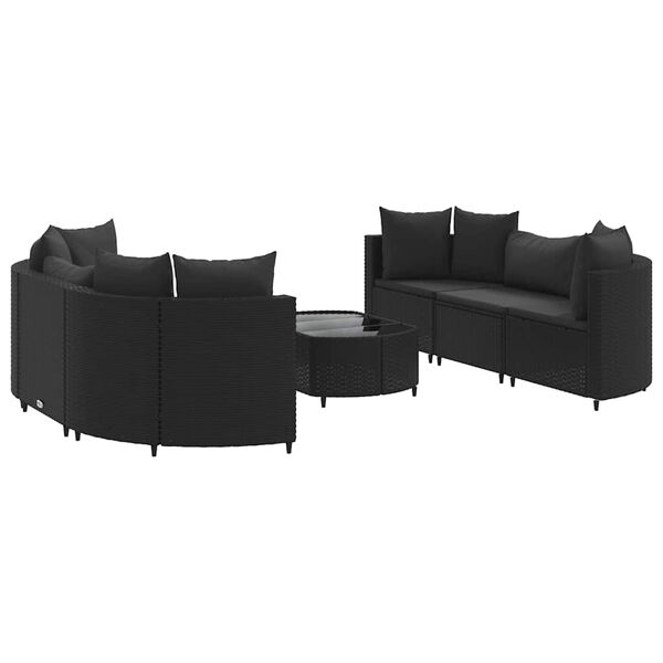 vidaXL 7-dijelni set vrtnih sofa od poliratana s jastucima crni