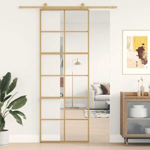 vidaXL Klizna vrata zlatna 76x205 cm prozirno staklo ESG i aluminij