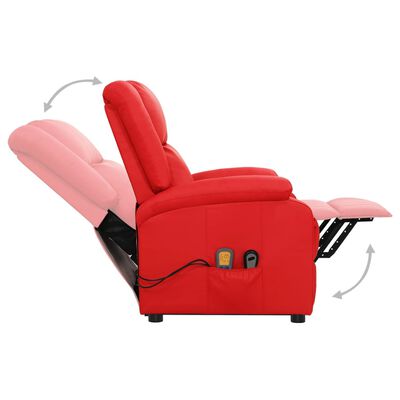 vidaXL Masažna fotelja na podizanje crvena od umjetne kože