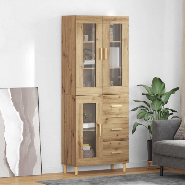 vidaXL Highboard Umjetnički hrast 69,5 x 34 x 180 cm Konstruirano drvo