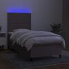 vidaXL Krevet box spring s madracem LED smeđesivi 90x200 cm tkanina