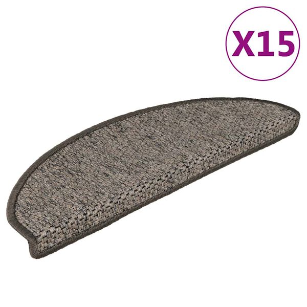 vidaXL Samoljepljivi otirači za stepenice 15 kom 65x21x4 cm sivi/bež