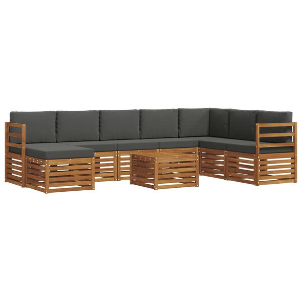 vidaXL Setovi sofa 9 pcs Prirodna i antracit Čvrsto drvo akacije