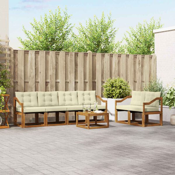 vidaXL Set vanjskih sofa s jastukom 7 pcs Prirodna i krem