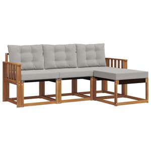 vidaXL Set vanjskih sofa s jastukom 4 pcs Prirodna i svijetlo siva