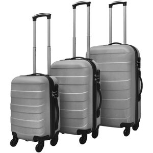 vidaXL Trodijelni set čvrstih kovčega s kotačima srebrni 45,5/55/66 cm