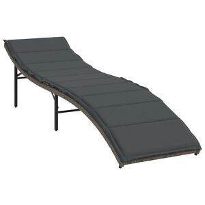vidaXL Ležaljka za sunčanje s jastukom siva 55 x 199 x 50 cm poliratan