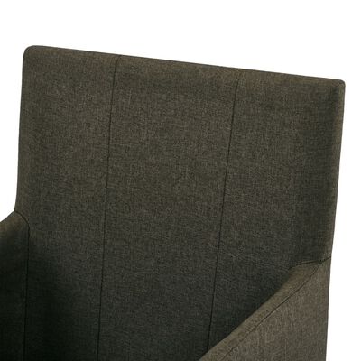 vidaXL Blagovaonske stolice s naslonima za ruke 2 kom smeđe od tkanine