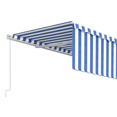 vidaXL Tenda na ručno uvlačenje s roletom 5 x 3 m plavo-bijela