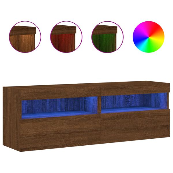 vidaXL Zidni TV ormarići LED 2 kom smeđa boja hrasta 60x30x40 cm