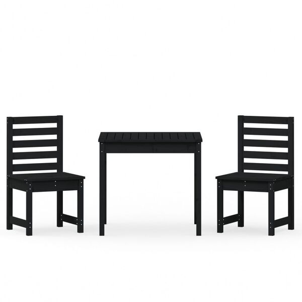 vidaXL 3-dijelni vrtni bistro set crni od masivne borovine