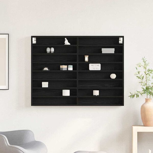 vidaXL Ormar za izlaganje s policom Zidne Crni hrast 100 x 8,5 x 75 cm