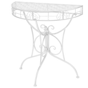 vidaXL Bočni starinski stolić polukružni metalni 72x36x74 cm srebrni