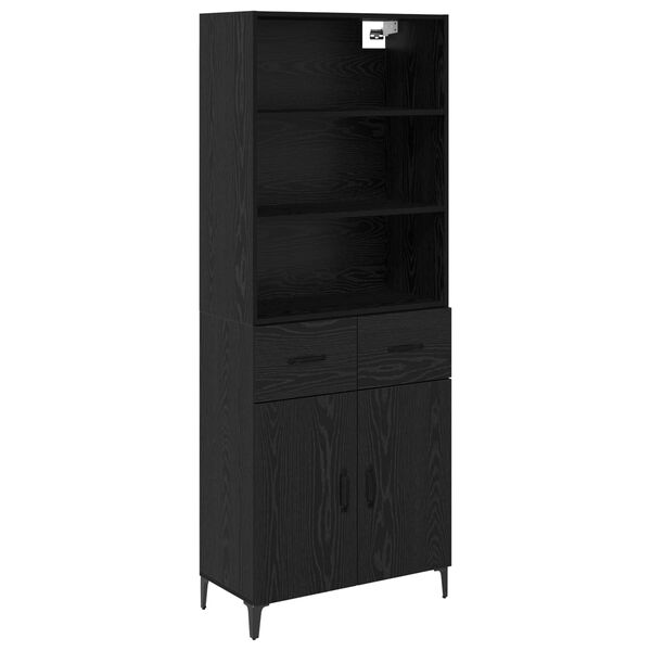 vidaXL Highboard Crni hrast 69,5 x 34 x 180 cm Konstruirano drvo