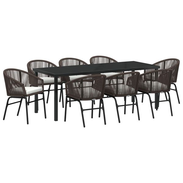 vidaXL Vrtni set za objed 9 pcs Smeđa Čelik s prahom premazan