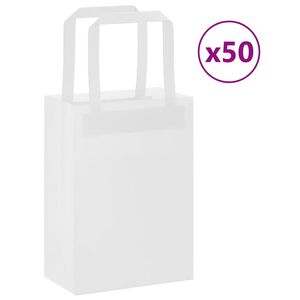 vidaXL Papirnate vrećice 50 kom s ručkama bijele 15x8x21 cm