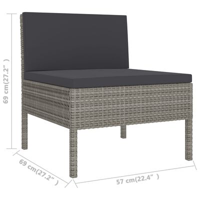 vidaXL Vrtne stolice s jastucima 3 kom od poliratana sive