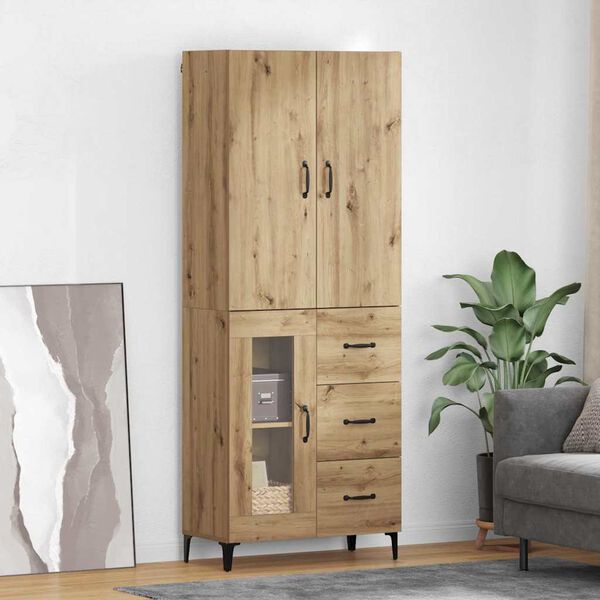 vidaXL Highboard Umjetnički hrast 69,5 x 34 x 180 cm Konstruirano drvo