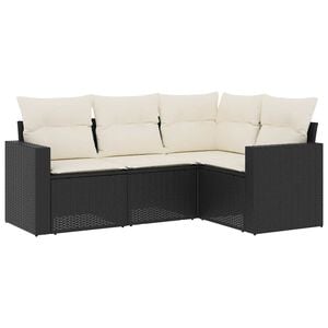vidaXL 4-dijelni set vrtnih sofa od poliratana s jastucima crni