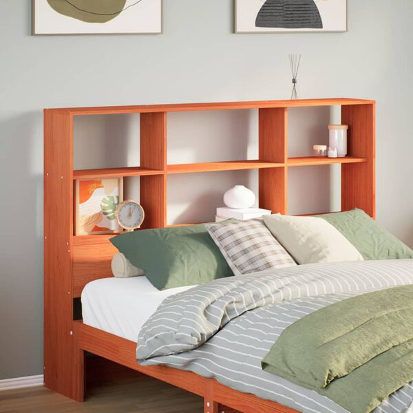 vidaXL Uzglavlje sa spremi&scaron;tem vo&scaron;tano smeđe 120cm od masivne borovine