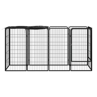 vidaXL Ograda za pse s 10 panela crna 50 x 100 cm čelik obložen prahom