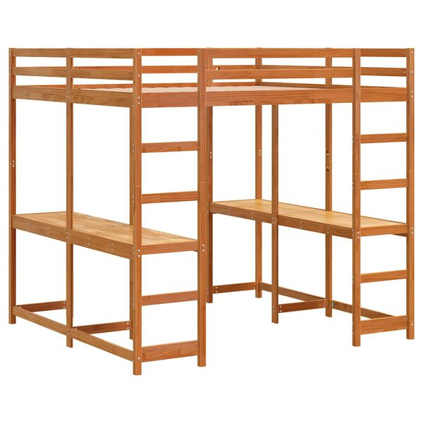 vidaXL Krevet na kat stolom ljestvama vo&scaron;tanosmeđi 200x200cm borovina