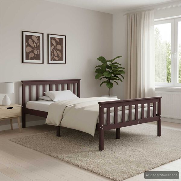 vidaXL Okvir za krevet od masivne borovine tamnosmeđi 120 x 200 cm