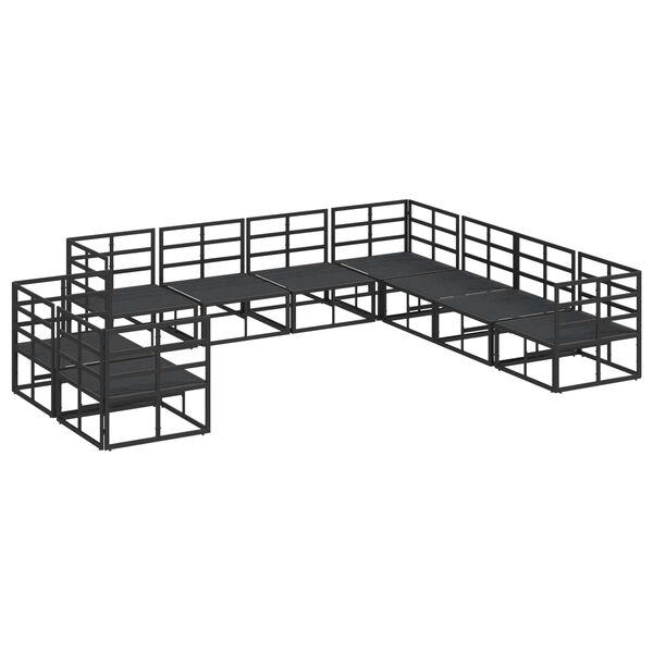 vidaXL Sjedeća garnitura za vrt s jastukom 9 pcs Crna Aluminij