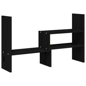 vidaXL Stalak za monitor crni (39 - 72) x 17 x 43 cm masivna borovina