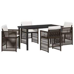 vidaXL Vrtni set za objed 5 pcs Smeđa Čelik s prahom premazan