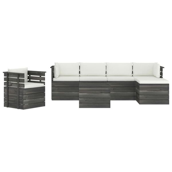 vidaXL 7-dijelna vrtna garnitura od paleta od borovine s jastucima